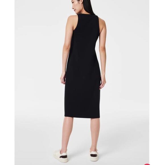 Spanx Air Essentials Medium Black Side Stripe Tank Midi Dress NWT Minimalist - Picture 2 of 13